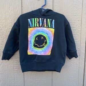 Cotton on kids nirvana black hoodie size 4 grunge happy face